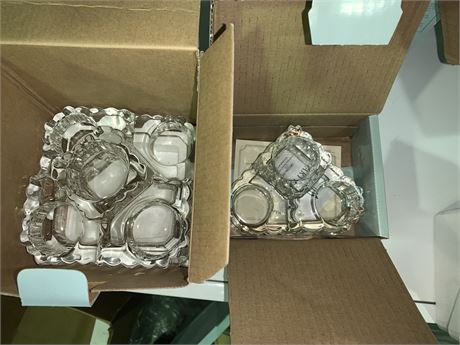 NEW GLASS CANDLE HOLDERS (in box)