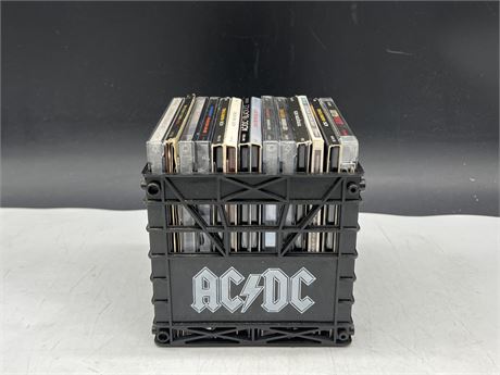 SMALL AC/DC CD CRATE W/ ROCK CDS
