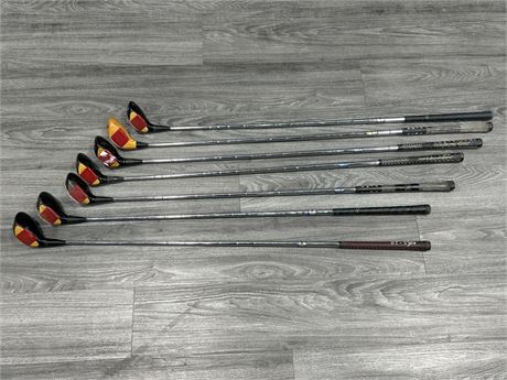 LOT OF 7 VINTAGE PING GOLF CLUBS - ALL WOODS
