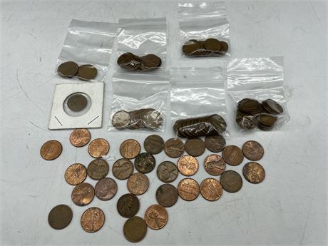 LARGE LOT OF ASSORTED USA PENNIES