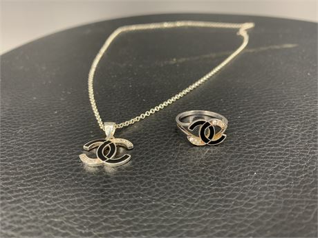 925 CHANEL DESIGN NECKLACE AND MATCHING RING