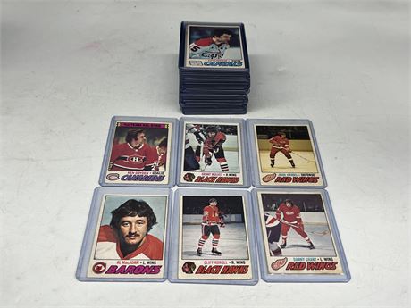 (46) 1977 OPC NHL CARDS IN TOPLOADERS