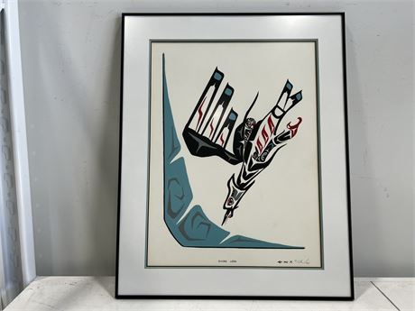 1 OF 1 “DIVING LOON” INDIGENOUS ART SIGNED BY ARTIST (23”x29”)