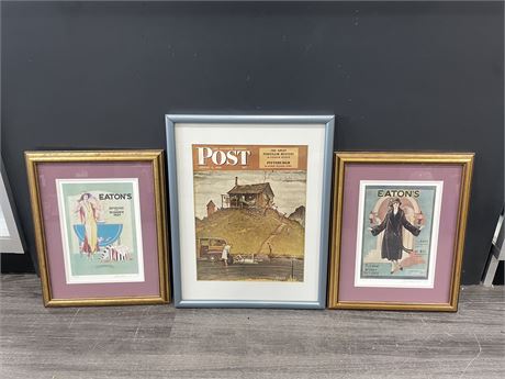 2 LIMITED EDITION EATONS PRINTS W/ COA 15”x12” + THE POST MAGAZINE FRAMED PRINT