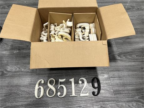 BOX OF VINTAGE RESIN SIGN NUMBERS 5” CENTURY FONT