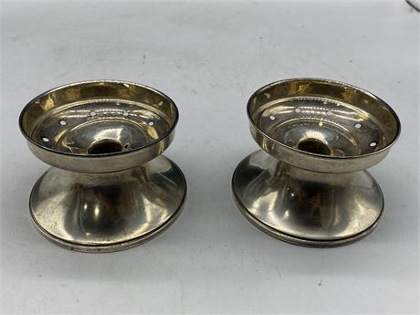 SUPERB PAIR OF HEAVY STERLING HURRICANE CANDLE HOLDERS