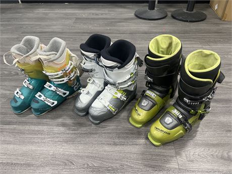 3 PAIRS OF SKI BOOTS -  SPECS IN PHOTOS