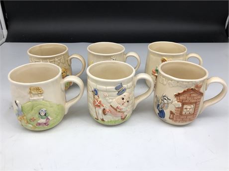 QUON-QUON “ONCE UPON A TIME” 1982/83 SET OF 6 MUGS (MADE IN JAPAN)