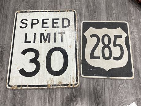 2 VINTAGE WOODEN STREET SIGNS (Largest is 24”x30”)