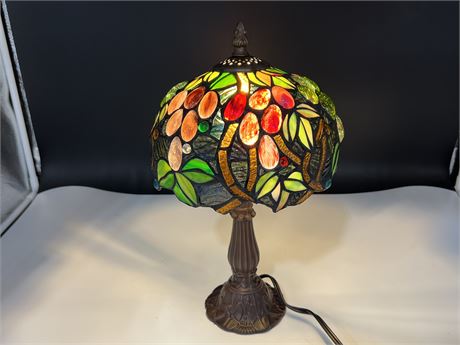 (NEW) STAINED GLASS LAMP - WORKS (14” tall)
