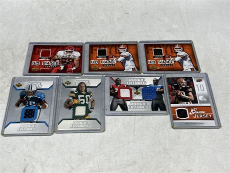 7 NFL JERSEY CARDS INCLUDING 3 ROOKIES