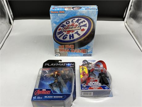 (NEW) HOCKEY NIGHT IN CANADA TRIVIA GAME & 2 MARVEL FIGURES