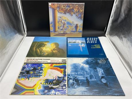 5 THE MOODY BLUES RECORDS - VG+
