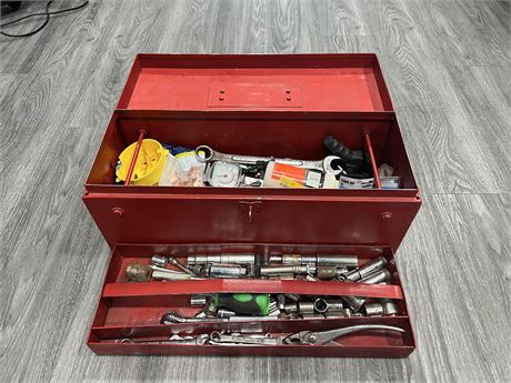 HEAVY DUTY RED TOOL BOX W/ CONTENTS