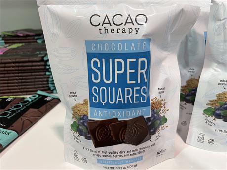 9 BAGS OF CACAO SUPER CHOCOLATE SQUARES (BB:06/07/2020)
