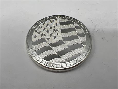 2 OZ 999 FINE SILVER GOLDEN STATE MINT COIN