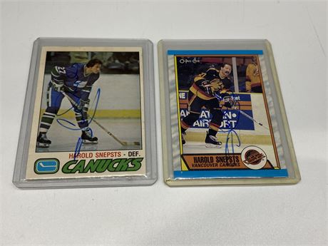 2 AUTOGRAPHED HAROLD SNEPSTS CARDS