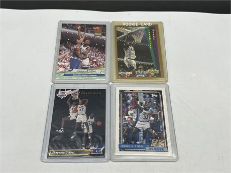 4 VINTAGE SHAQUILLE O’NEAL ROOKIE CARDS