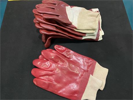 (NEW) 5 PAIRS RED LATEX GLOVES