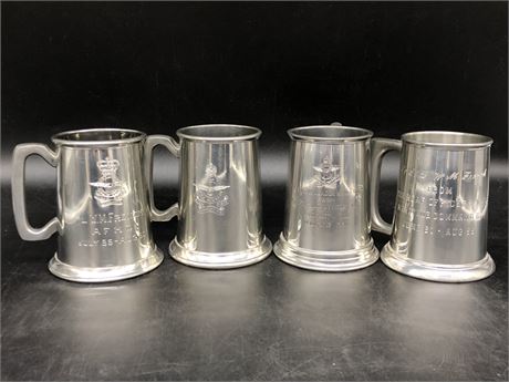 4 PEWTER RCAF STEINS 1951-1966 ENGLISH MADE