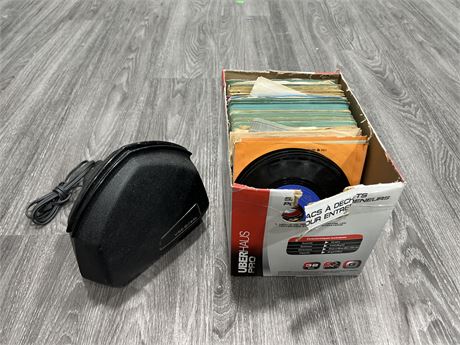 APPRX 80 (60’s&70’s) 45 RECORDS + RECORD VACCUM (33’s ONLY)