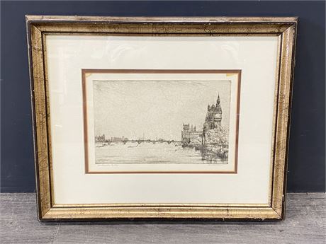 SIGNED ETCHING - NEW WESTMINSTER BRIDGE (17”X14”)
