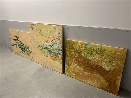 3 PIECES OF ORIGINAL ART ON PLYWOOD (Largest is 4FTx4ft)
