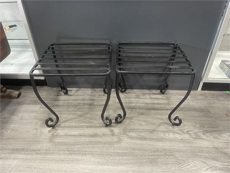 2 WROUGHT IRON END TABLES 16”x16”x16”