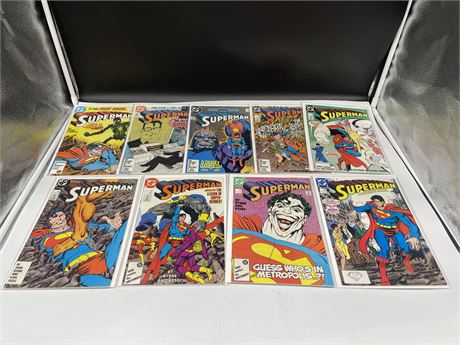 9 MISC SUPERMAN COMICS