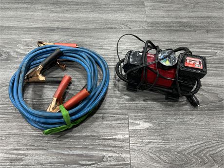 MOTOMASTER HEAVY DUTY AIR COMPRESSOR & JUMPER CABLES - WORKS