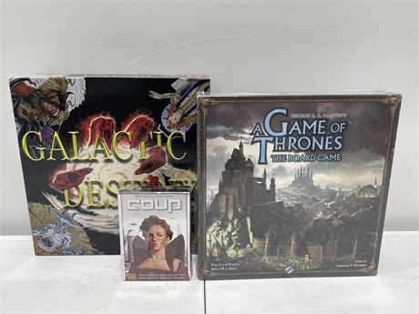 FACTORY SEALED GAMES - GAME OF THRONES, GALACTIC DESTINY, COUP