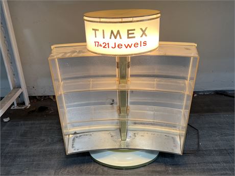 VINTAGE TIMEX LIGHT UP WATCH DISPLAY (23” tall, 20” wide)