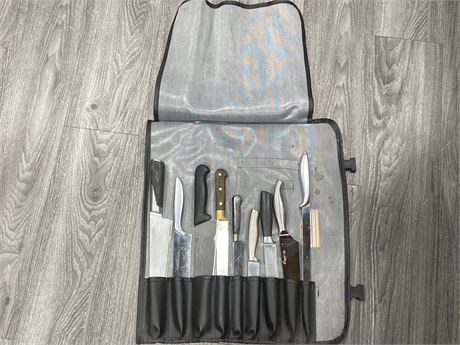 ROLL OF ASSORTED BRAND CHEFS KNIVES
