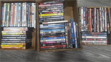 3 BOXES OF DVD'S (90+ movies)