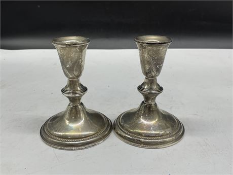 PAIR OF STERLING CANDLE HOLDERS 4”