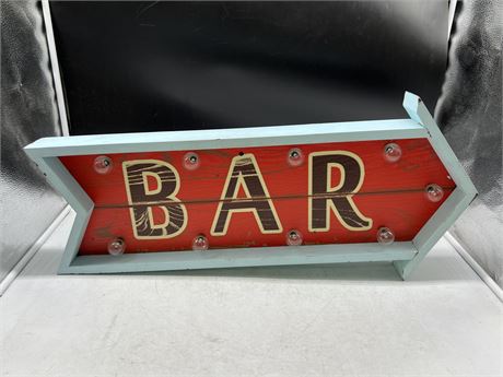BAR SIGN LIGHT UP W/BATTERIES INCLUDED (28” long)