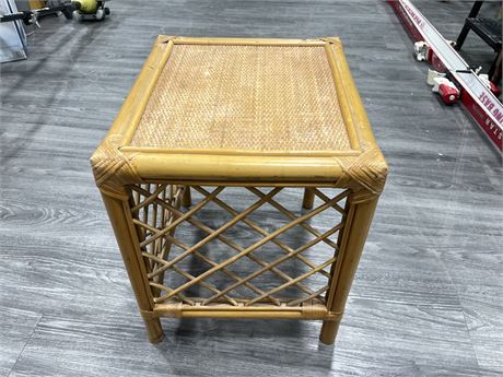 SMALL VINTAGE BAMBOO TABLE 15”x17”x18”