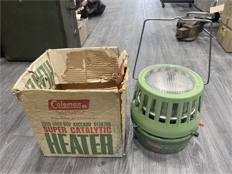VINTAGE COLEMAN CATALYTIC HEATER W/ OG BOX 10” TALL