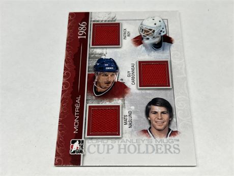 I.T.G. TRIPLE JERSEY CARD “CUP HOLDERS” - NASLUND, ROY, CARBONNEAU