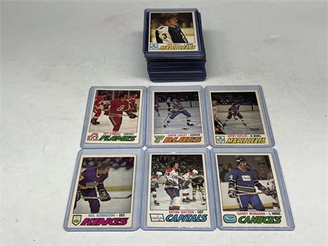 (38) 1977 OPC NHL CARDS IN TOPLOADERS