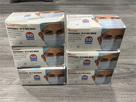 6 DISPOSABLE 3 PLY MASK BOXES