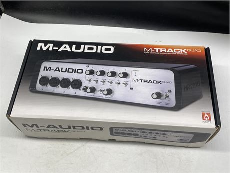 IN BOX M-AUDIO M-TRACK QUAD FOUR CHANNEL AUDIO + MIDI USB INTERFACE