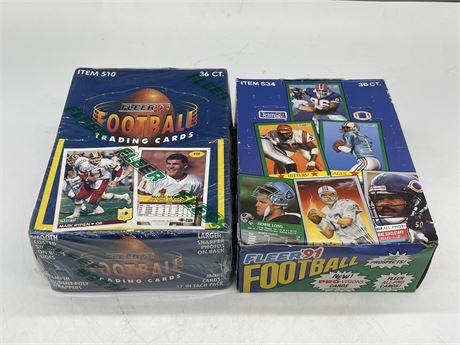 2 BOXES 1991 & SEALED 1992 FLEER FOOTBALL (36 PACKS/BOX)