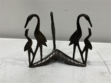 BRONZE STORKS CHINESE TABLE STAND (6” tall)