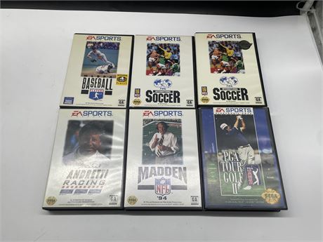 LOT OF 6 COMPLETE SEGS GAMES