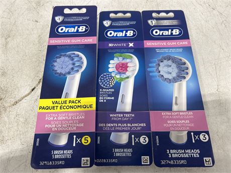 3 BOXES OF ORAL-B BRUSH HEADS