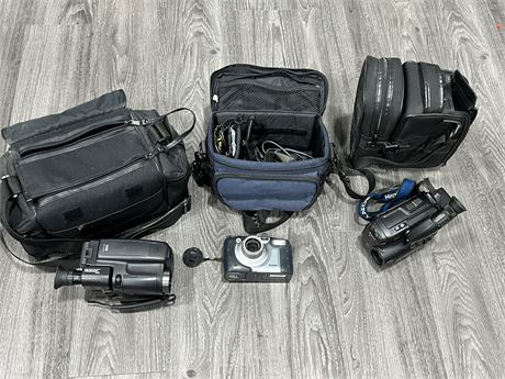 LOT OF CAMERAS W/ACCESSORIES