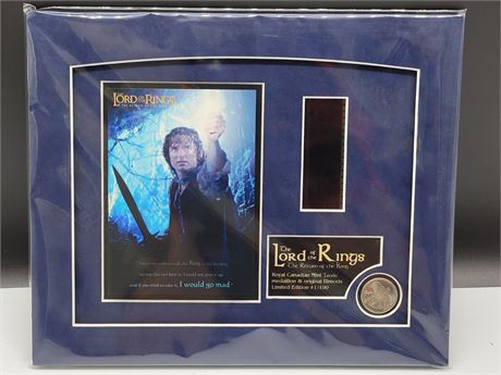 LORD OF THE RING FRODO 35MM FILMSTRIP/COIN DISPLAY, BLUE SUEDE MAT L.E 12"X10"