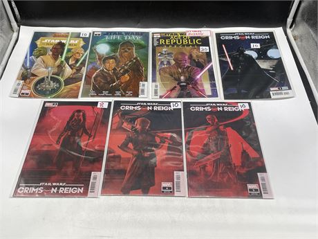 7 ASSORTED STAR WARS COMICS SOME VARIANT COVERS, 1ST APPEARENCES & 1ST ISSUES