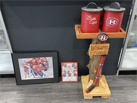 MONTREAL CANADIANS WELCOME TREE (3ft) & 2 PICTURES